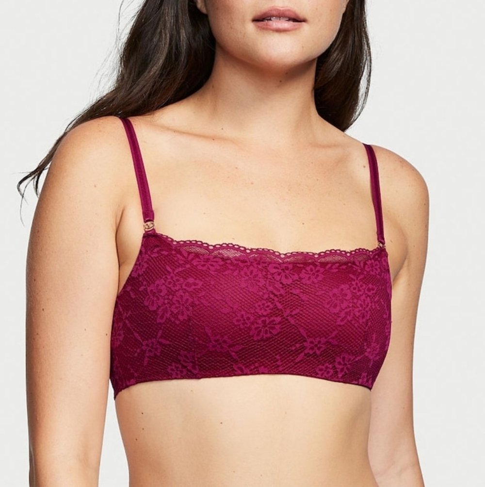 Victoria's Secret Love Cloud Claret Red Lined Wireless Lounge Bra Small DD Cup